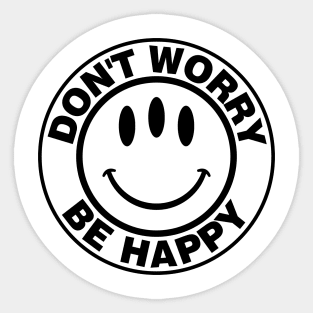 Don't Worry Be Happy Three Eyed Smiley Face Sticker